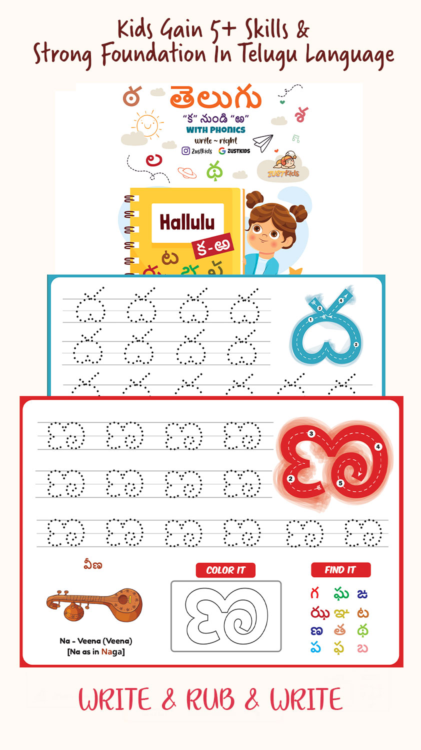 telugu consonants phonics kit (practice unlimited times)